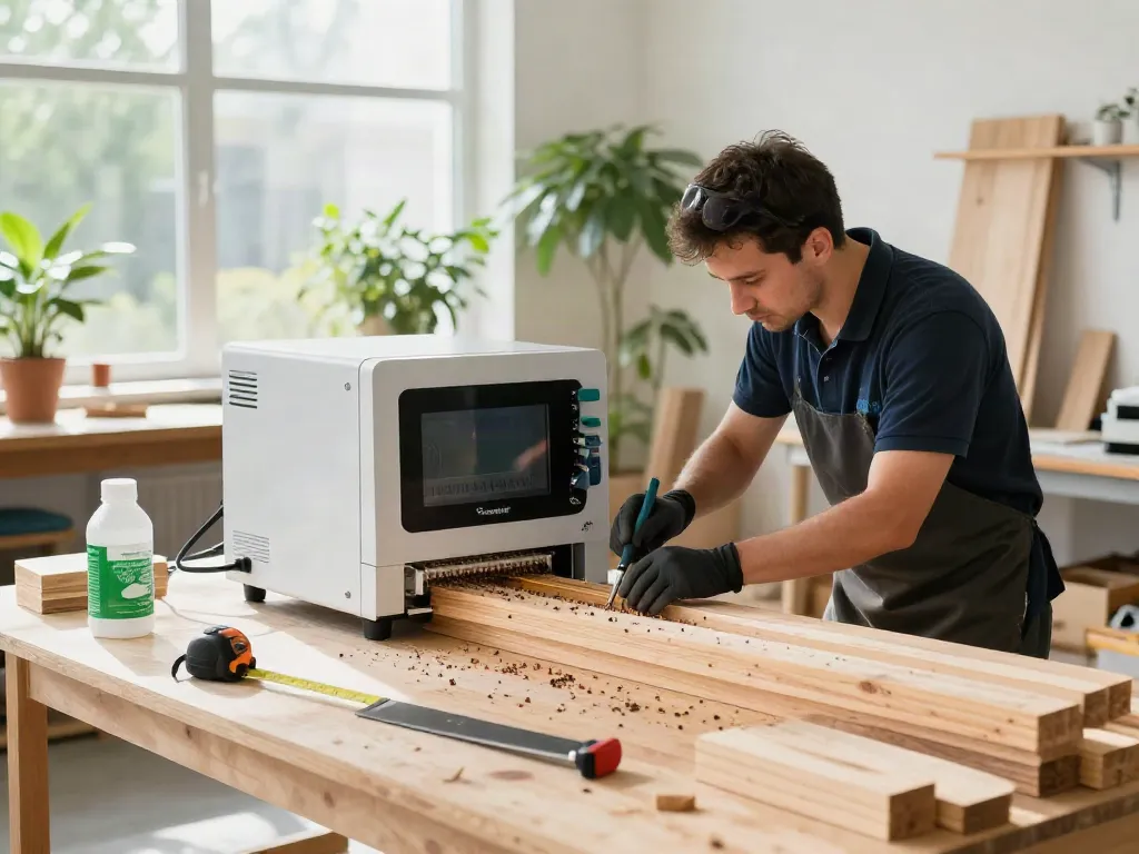 Shashel® microwave device in action, showcasing effective wood-boring insect elimination